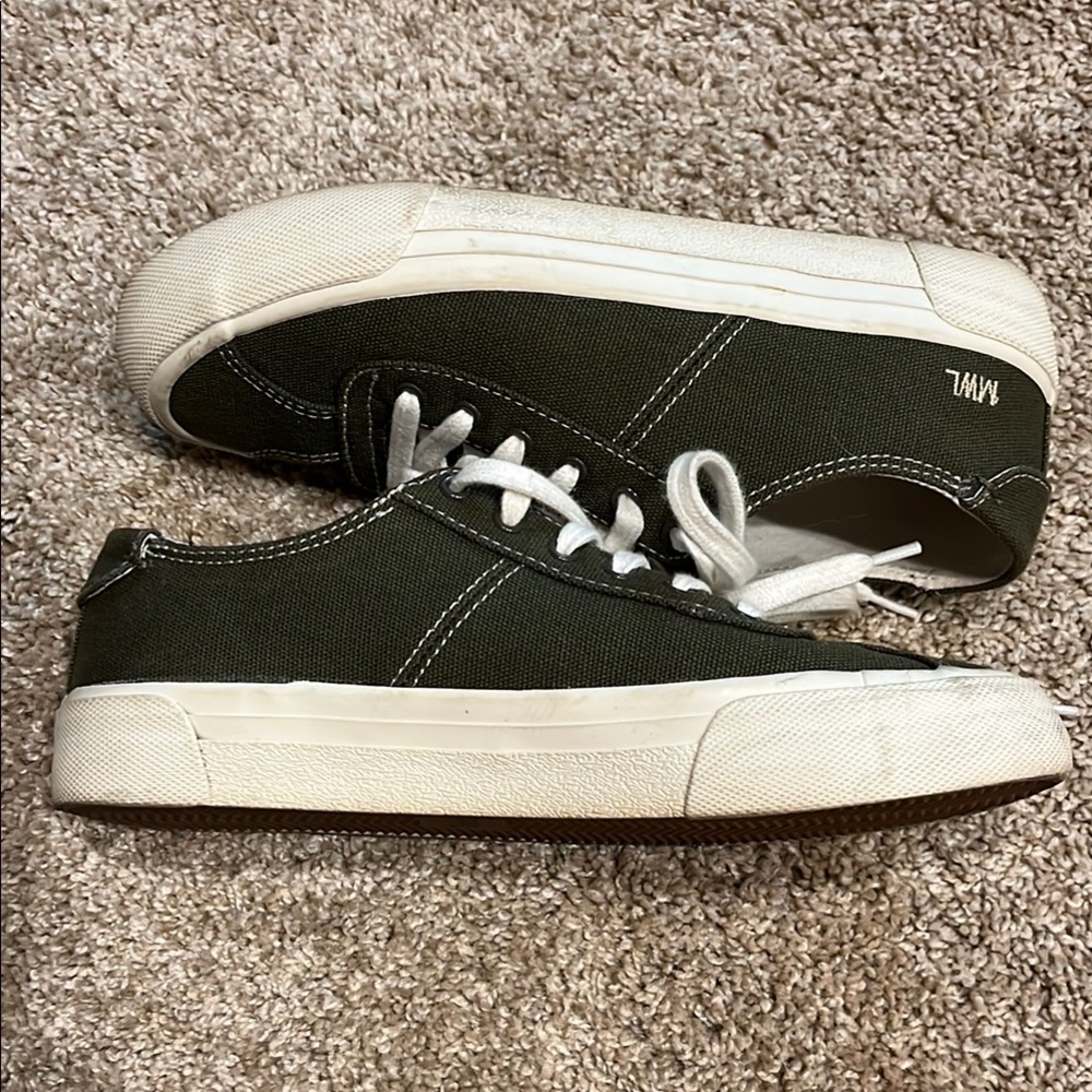 Madewell Olive Green Canvas Sneakers with White